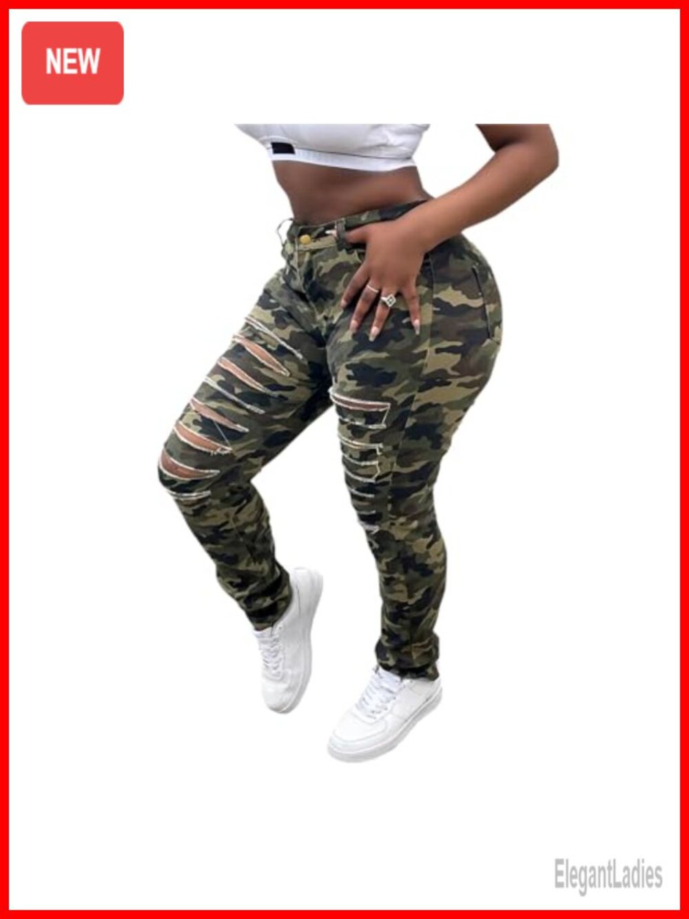 Women's Ripped Skinny Jeans High Waisted Stretch Denim Butt Lifting Pants